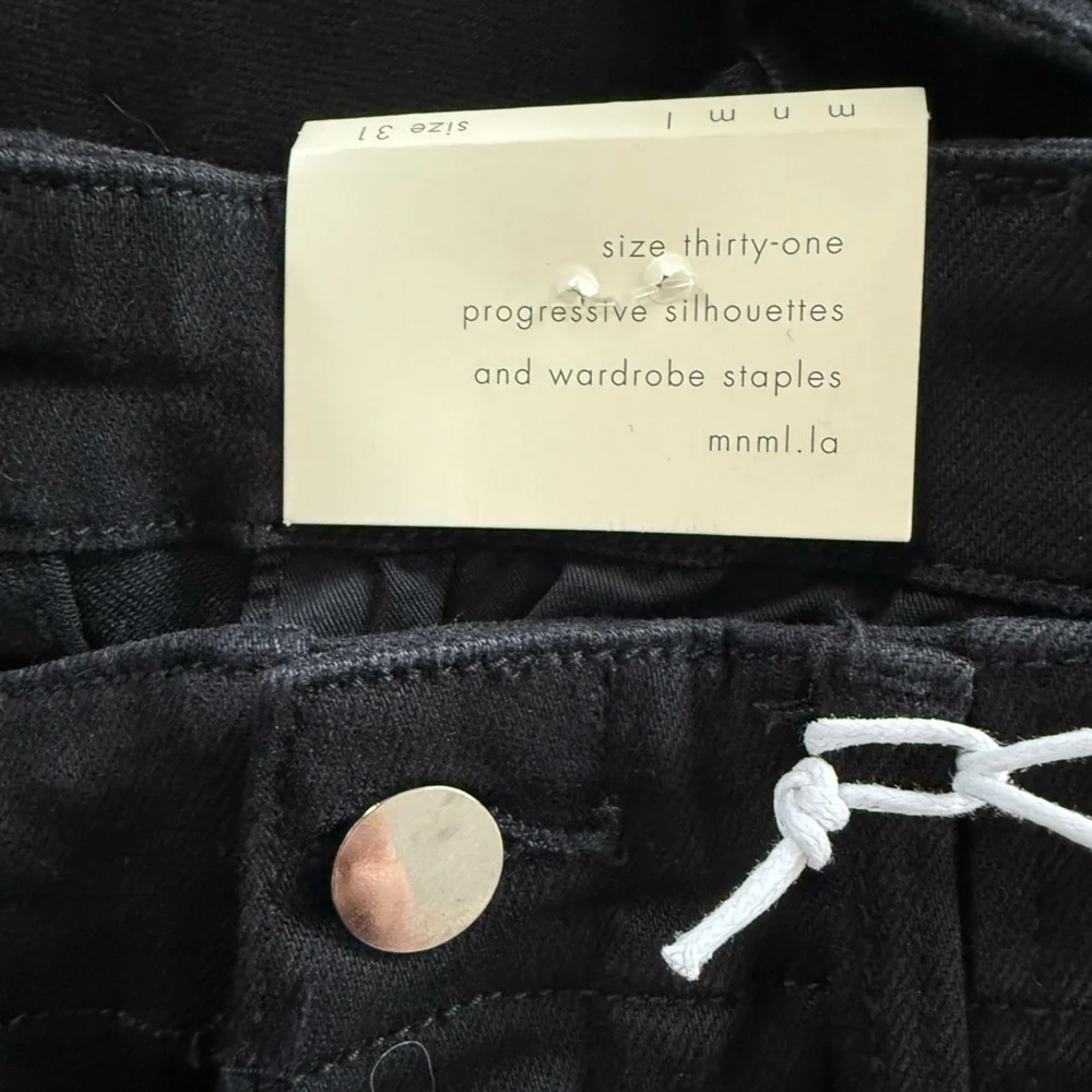 MNML Men's Button Fly Cargo Straight Black Denim Jeans NWT Size 31